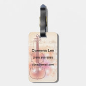 Teken op waterverf achtergrond van viool bagagelabel (Achterkant verticaal)