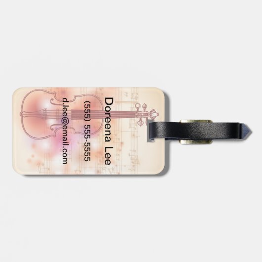 Teken op waterverf achtergrond van viool bagagelabel (Achterkant horizontaal)