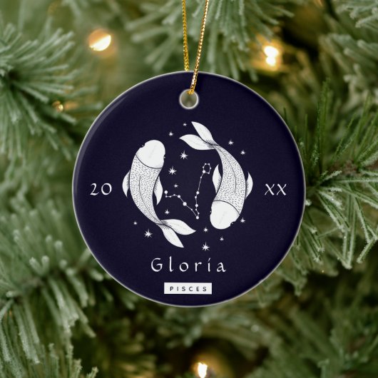 Teken Pisces Fish Constellation Horoscope Naam Jaa Keramisch Ornament (Boom)