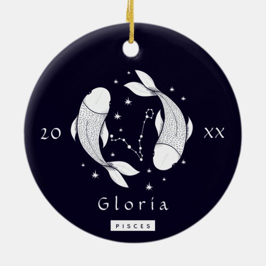 Teken Pisces Fish Constellation Horoscope Naam Jaa Keramisch Ornament (Achterkant)