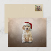 Teken puppy Golden Retriever in het rode pet van d Briefkaart (Voorkant / Achterkant)