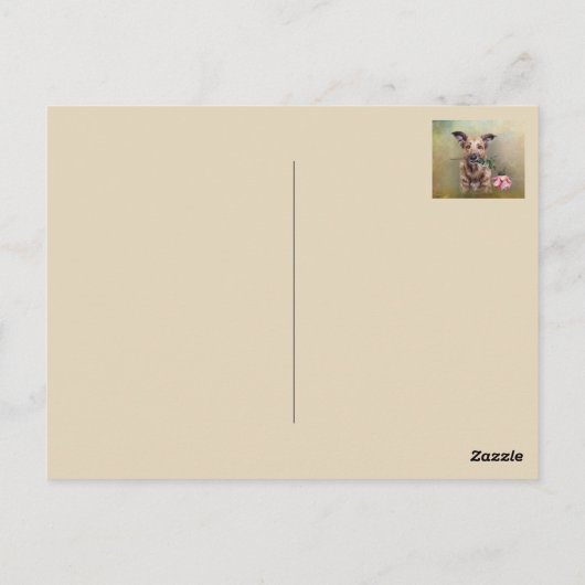 Teken puppy Golden Retriever in het rode pet van d Briefkaart (Achterkant)