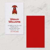 Teken Red Space Ship Play Date Card Contactkaartje (Voorkant / Achterkant)