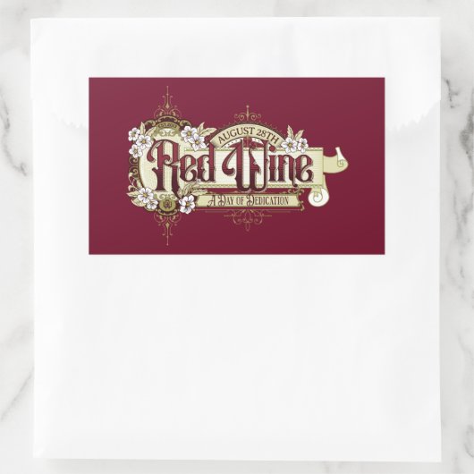  teken Rode Wijndag Rechthoekige Sticker (Tas)