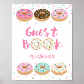Teken roze Donut Tabel Teken voor gastboek Poster (Voorkant)