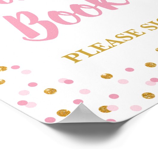 Teken roze en gouden Confetti voor gebastingschoei Poster (Hoek)