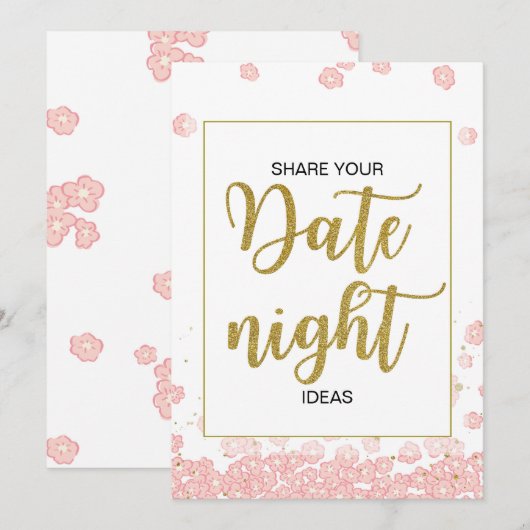 Teken 's Nachts-ideeën | Roze en goudbridal Showe Advieskaart (Voorkant / Achterkant)