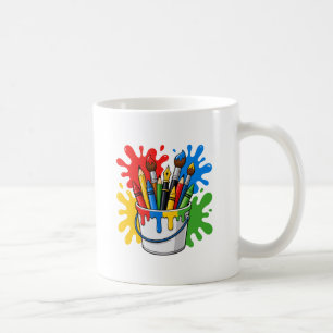 Teken Schilder Kunstenaar Kwast Kleurig Kunst Koffiemok