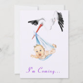 Teken Sweet Fun Stork Baby shower Uitnodiging (Achterkant)