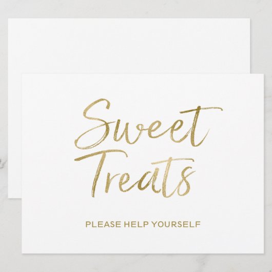 Teken "Sweet Trees" | Stylish Gold Lettered Kaart (Voorkant / Achterkant)