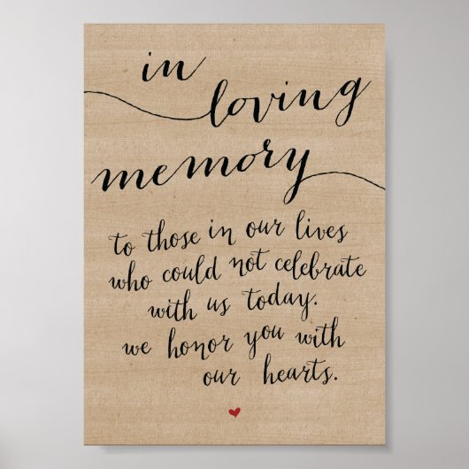 Teken ter liefdevolle herinnering - Grafteken ter Poster (Voorkant)