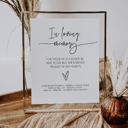 Teken 'Ter nagedachtenis aan' Bruiloft Herdenkings Poster