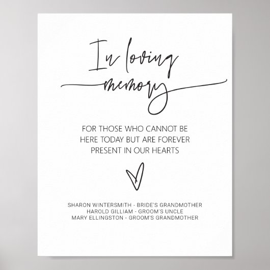 Teken 'Ter nagedachtenis aan' Trouwherdenkingsteke Poster (Voorkant)