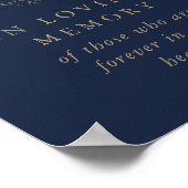 Teken ter nagedachtenis in liefdevol Navy Goud Mon Poster (Hoek)