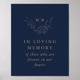 Teken ter nagedachtenis in liefdevol Navy Goud Mon Poster