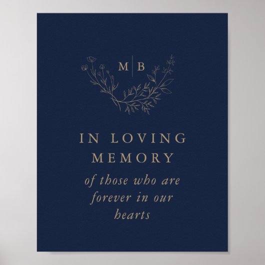 Teken ter nagedachtenis in liefdevol Navy Goud Mon Poster (Voorkant)