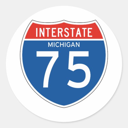 Teken tussen staten 75 - Michigan Ronde Sticker (Voorkant)