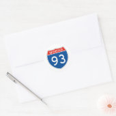 Teken tussen staten 93 ronde sticker (Envelop)