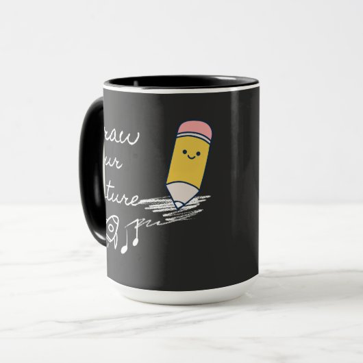 Teken uw toekomst - Schattige Motivatie potloodont Mok (Voorkant links)