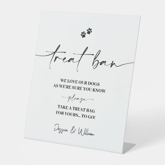 Teken van behandelingsbalk | Dog Treat Huwelijksgu Reclamebord Met Voetstuk (Voorkant)