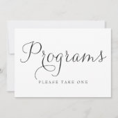 Teken van Black Dainty Script Wedding Programs Kaart (Voorkant)