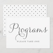 Teken van Black Dainty Script Wedding Programs Kaart (Voorkant / Achterkant)