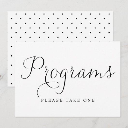 Teken van Black Dainty Script Wedding Programs Kaart (Voorkant / Achterkant)