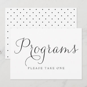 Teken van Black Dainty Script Wedding Programs Kaart