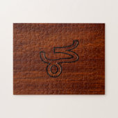Teken van Capricorn Zodiac in Mahogany Style print Legpuzzel (Horizontaal)