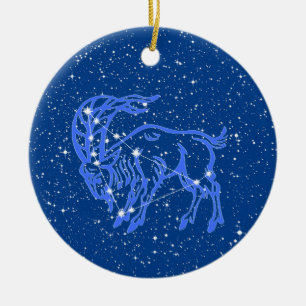 Teken van de dierentuin van Capricorn met sterren  Keramisch Ornament
