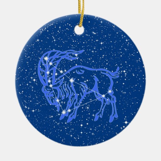 Teken van de dierentuin van Capricorn met sterren  Keramisch Ornament (Voorkant)