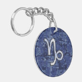 Teken van de dierentuin van Capricorn op de naveld Sleutelhanger (Voorkant Links)