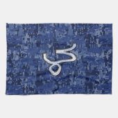 Teken van de dierentuin van Capricorn op de naveld Theedoek (Horizontaal)