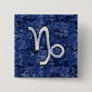 Teken van de dierentuin van Capricorn op de naveld Vierkante Button 5,1 Cm
