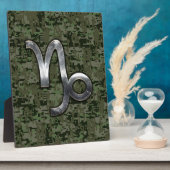 Teken van de dierentuin van Capricorn op olijfgroe Fotoplaat (Zijkant)