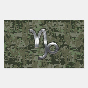 Teken van de dierentuin van Capricorn op olijfgroe Rechthoekige Sticker