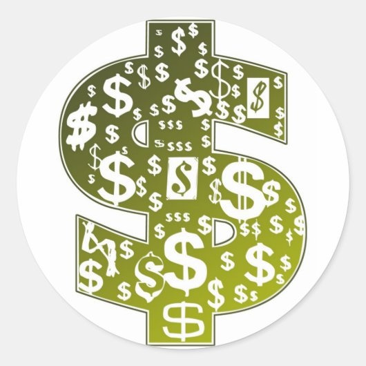 Teken van de dollar ronde sticker (Voorkant)