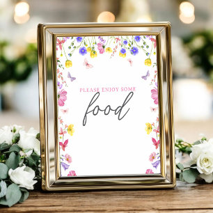 Teken van de eettafel - Wildflower Baby shower of Reclamebord Met Voetstuk
