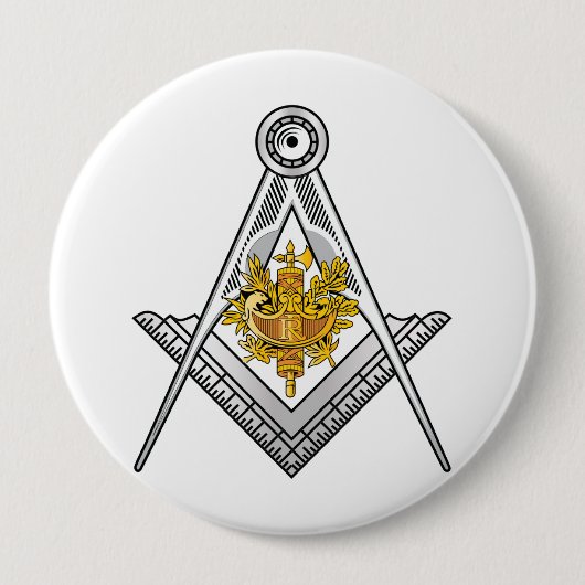 Teken van de Franse vrijmetselarij Ronde Button 4,0 Cm (Voorkant)