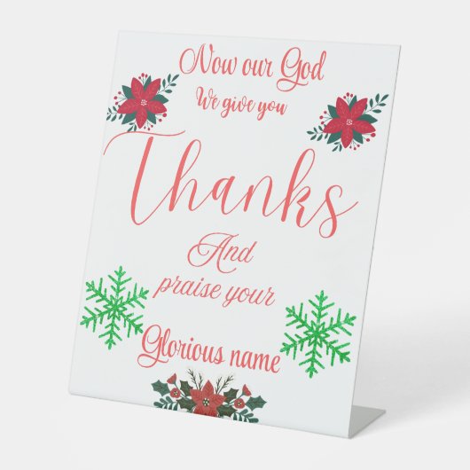 Teken van de gebedstafel van het kerstdiner reclamebord met voetstuk (Voorkant)