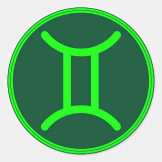 Teken van de Gemini Dierenriem Groen Contrast Ronde Sticker