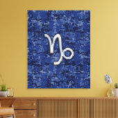 Teken van de jachthaven op de blauwe digitale jach canvas afdruk (Insitu (Woonkamer))