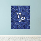 Teken van de jachthaven op de blauwe digitale jach canvas afdruk (Insitu (Houten vloer))