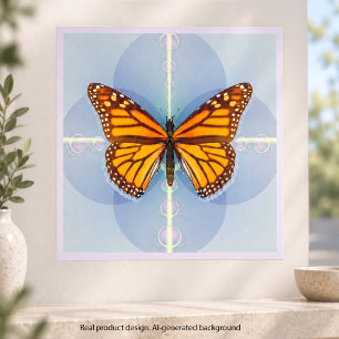Teken van de Monarchvlinder Geometrische Digitale Foto Afdruk
