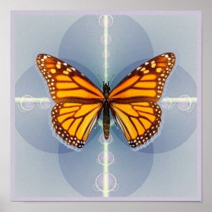 Teken van de Monarchvlinder Geometrische Digitale Poster