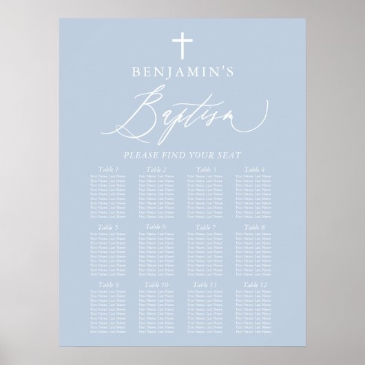 Teken van de mosterd Blue Cross Boy Baptism Seatin Poster (Voorkant)