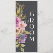 Teken van de mosterdroze Paars Floral Weddenschap Menu (Voorkant)