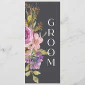 Teken van de mosterdroze Paars Floral Weddenschap Menu (Achterkant)