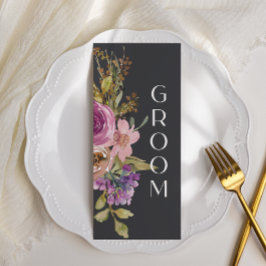 Teken van de mosterdroze Paars Floral Weddenschap Menu