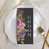 Teken van de mosterdroze Paars Floral Weddenschap Menu